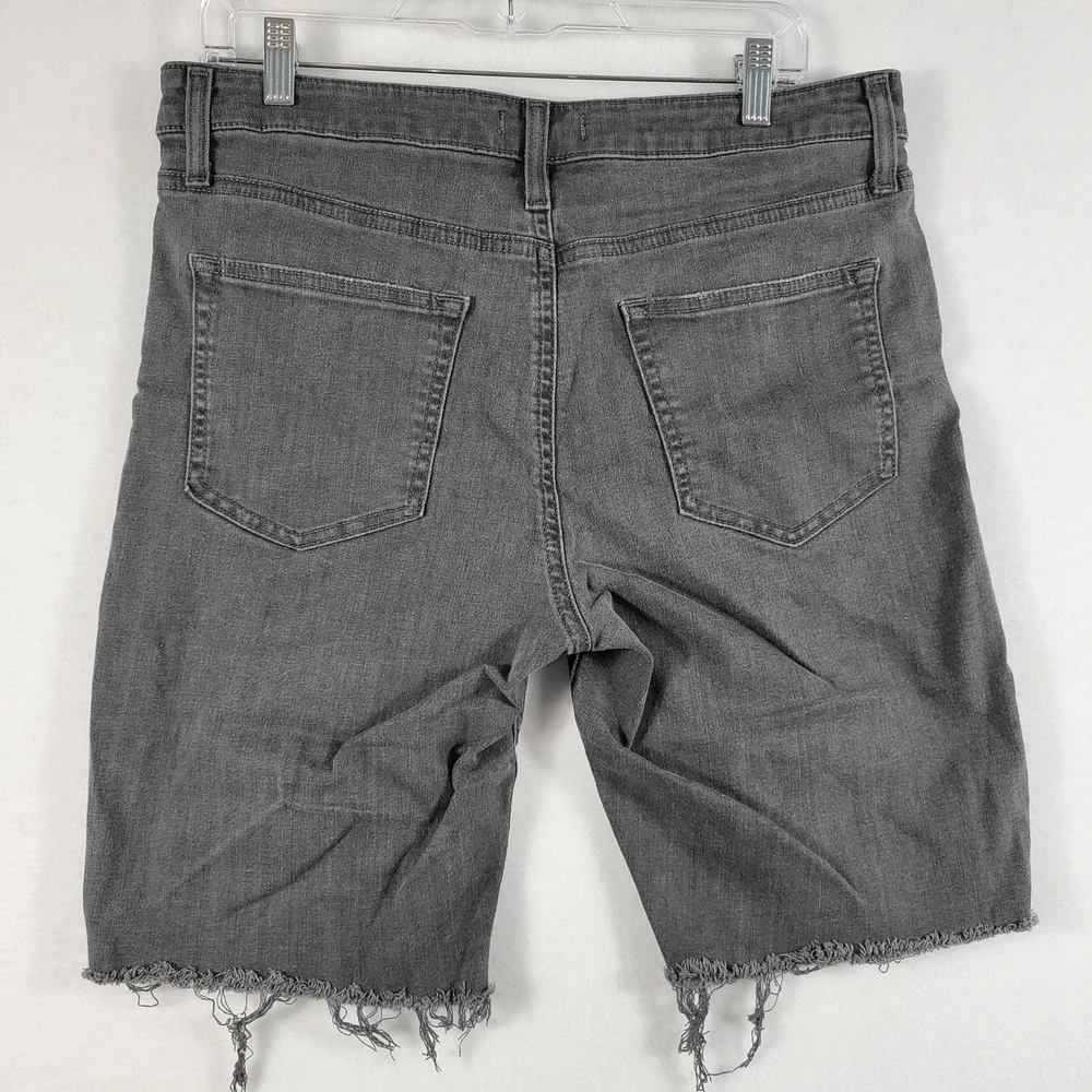 Express Denim Shorts Womens 32 Gray Distressed Cut Off Raw Hem - Picture 7 of 10